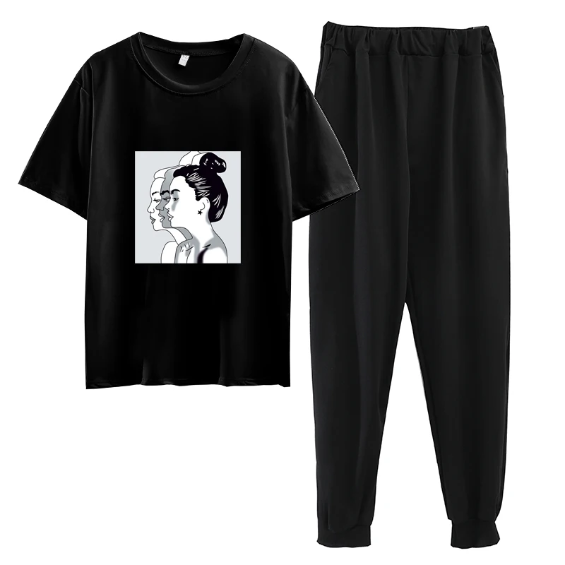 Milinsus 2020 Women 2 Piece Set Harajuku T-shirt Shorts + Black Long Pants Suit Character Print Female Casual Womens Tracksuit
Milinsus 2020 Women 2 Piece Set Harajuku T-shirt Shorts + Black Long Pants Suit Character Print Female Casual Womens Tracksuit