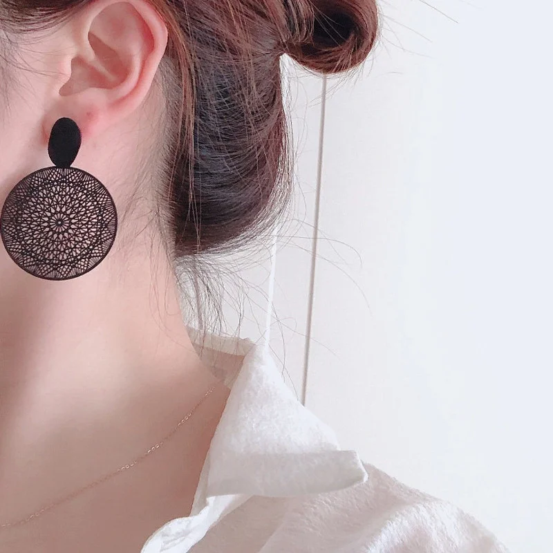 

Fashion Jewelry Black CircleGeometric Dangle Earrings for Women Birthday Gift