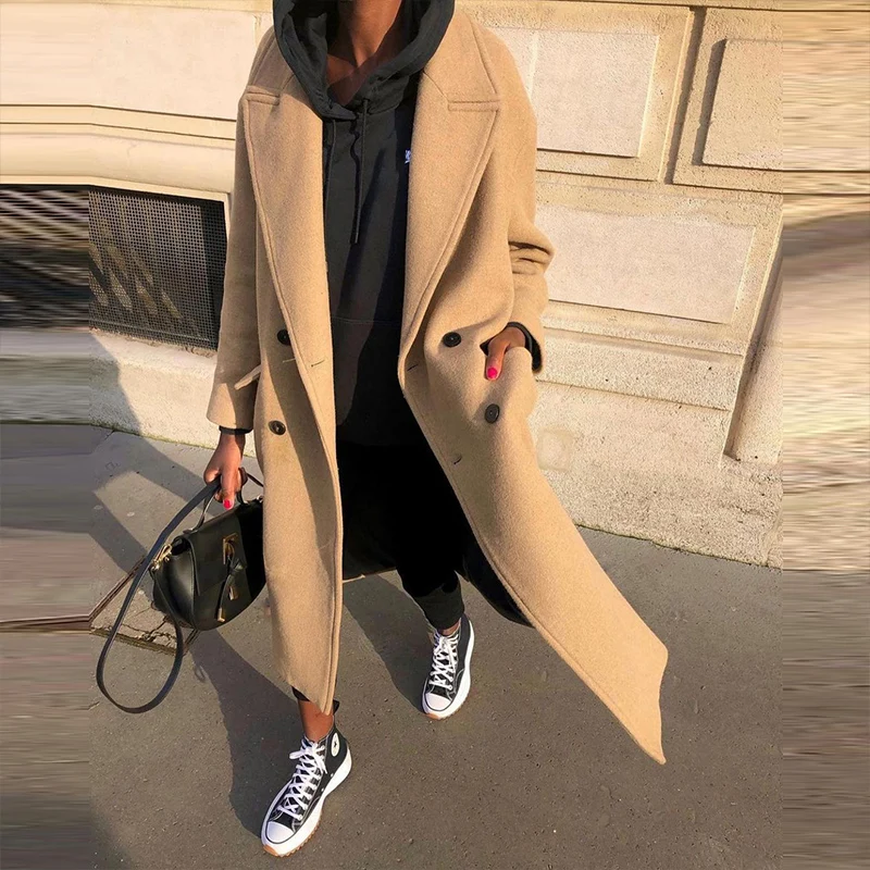Casual Autumn Women Commuter Pocket Jacket Elegant Double Breasted Straight Outerwear Fashion Lapel Solid New Long Sleeve Coats
Casual Autumn Women Commuter Pocket Jacket Elegant Double Breasted Straight Outerwear Fashion Lapel Solid New Long Sleeve Coats