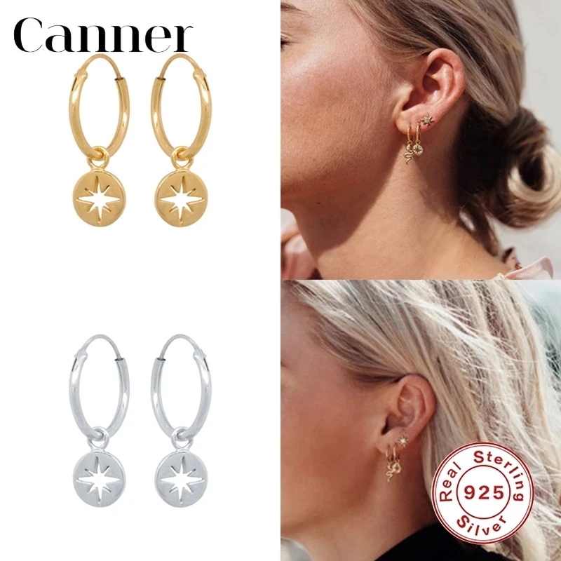 Canner 925 Sterling Silver Hoop Earrings For Women Creative Versatile North Star Coin Earrings Fine Jewelry pendientes Mujer W4
Canner 925 Sterling Silver Hoop Earrings For Women Creative Versatile North Star Coin Earrings Fine Jewelry pendientes Mujer W4