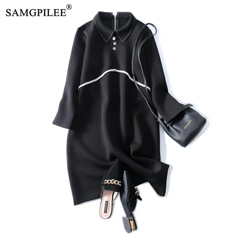 Winter Dresses For Women 2021 Office Lady A-line Solid Wrist Sleeve Plus Size Dress Empire Turn-down Collar Dresses For Parties
Winter Dresses For Women 2021 Office Lady A-line Solid Wrist Sleeve Plus Size Dress Empire Turn-down Collar Dresses For Parties