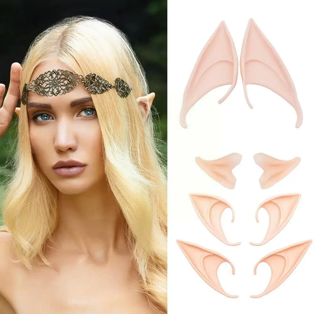 

Аксессуары для косплея Elf Ears Fairy, Хэллоуин, Рождественский костюм, латексные накладные наконечники, реквизит, уши для Хэллоуина, мягкая заост...