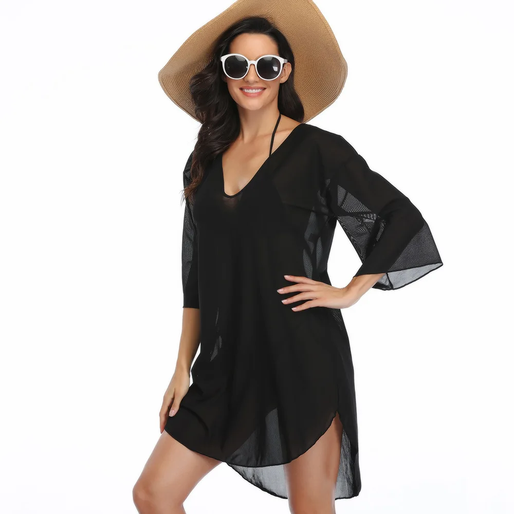 Women's Swimsuit Cover Up Beach Dress Shirt Beachwear Novelty Bathing Suit Sexy Long Blouse with Mesh Print & Knitted Cutout
Women's Swimsuit Cover Up Beach Dress Shirt Beachwear Novelty Bathing Suit Sexy Long Blouse with Mesh Print & Knitted Cutout