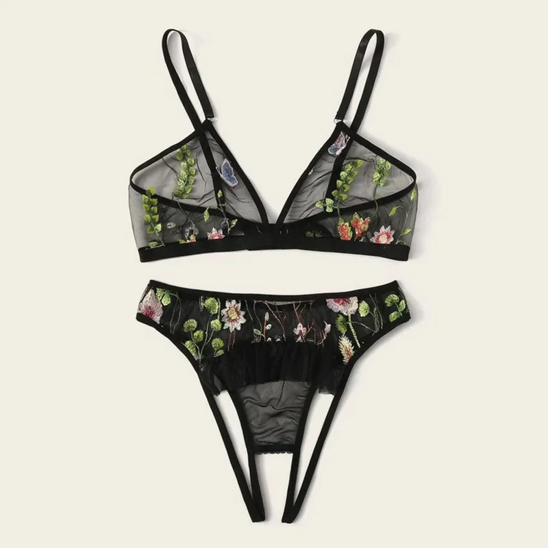 Sexy Lace Lingerie Set Floral See Through Transparent Embroidery Mesh Bra and Panty Temptation Underwear Set Femme Nightwear
Sexy Lace Lingerie Set Floral See Through Transparent Embroidery Mesh Bra and Panty Temptation Underwear Set Femme Nightwear