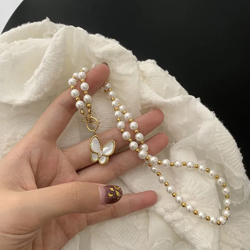 

pearl Butterfly Necklace Fashion Jewelry wholesale bulk bijoux telephone бисер украшения на шею украшения 2021