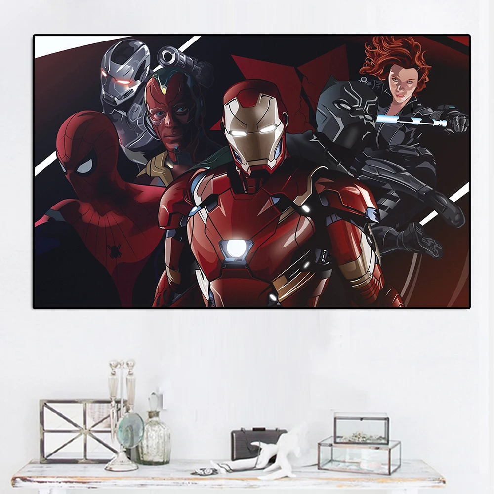 Marvel Avengers Superheros Iron Man Comics Poster Spiderman Canvas Painting Black Widow Wall Art Home Living Room Decoration 
Marvel Avengers Superheros Iron Man Comics Poster Spiderman Canvas Painting Black Widow Wall Art Home Living Room Decoration