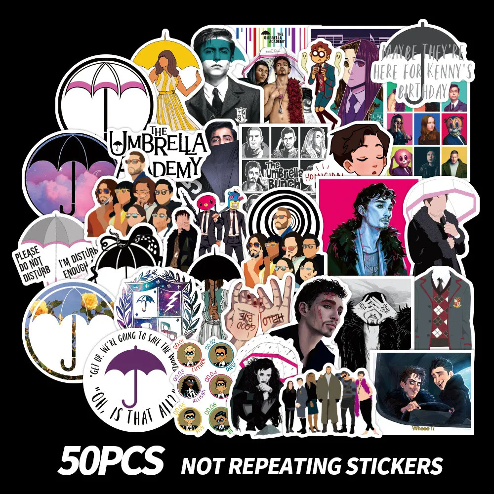 

10/50pcs Umbrella Academy American Drama Personality Stickers PVC Graffiti Stickers Suitcase Luggage Guitar Waterproof Sticker