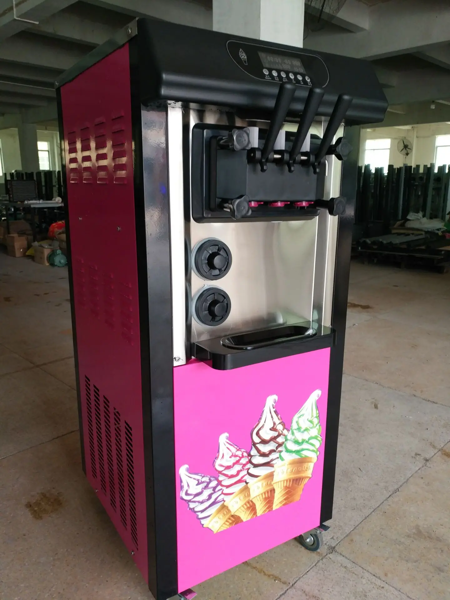 3 вкусов коммерческих вертикальных 110/220V Мягкий Мороженое делая машина для