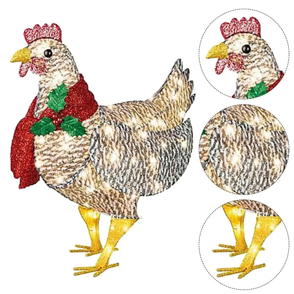 2pc Courtyard Decoration Light-Up Chicken With Scarf Metal Chicken Sculpture Lawn Corridor Christmas Atmosphere Decoration
2pc Courtyard Decoration Light-Up Chicken With Scarf Metal Chicken Sculpture Lawn Corridor Christmas Atmosphere Decoration