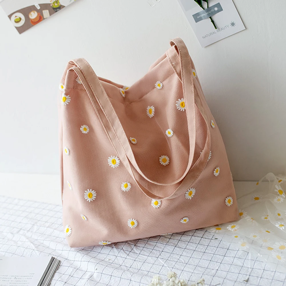 2021 Mini Shoulder Bags for Women's Cute Embroidery Bag with Daisies Reusable Shopping Canvas Bags Tote Bag organizador шопер
2021 Mini Shoulder Bags for Women's Cute Embroidery Bag with Daisies Reusable Shopping Canvas Bags Tote Bag organizador шопер