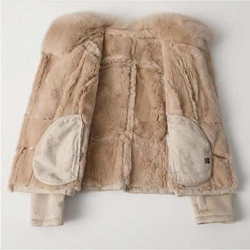2020 New Haining Leather Rex Rabbit Fur Jacket Female Short Style with Fox Fur Collar Slim Fur Overcoat Double Face Fur Clothing 
2020 New Haining Leather Rex Rabbit Fur Jacket Female Short Style with Fox Fur Collar Slim Fur Overcoat Double Face Fur Clothing