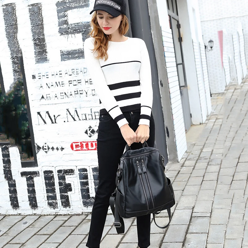 New Fashion Dual-purpose Double Shoulder Leather Backpack Ladies Handbag Men Black Shoulder Bag Couple Travel Backpack Bags
New Fashion Dual-purpose Double Shoulder Leather Backpack Ladies Handbag Men Black Shoulder Bag Couple Travel Backpack Bags