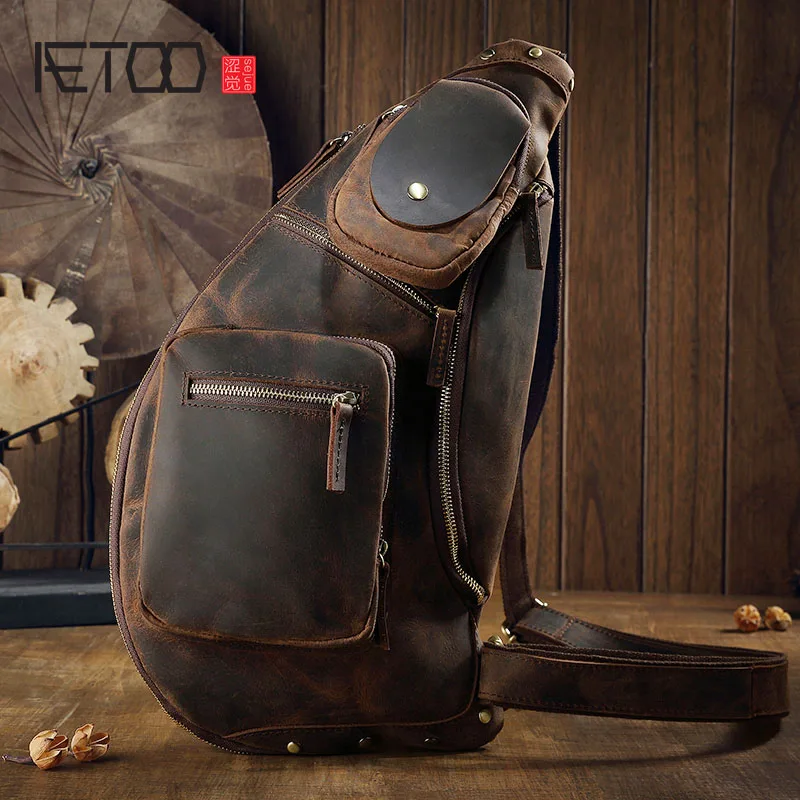 AETOO Handmade top layer cowhide big chest bag, personality trend chest bag, men's trend crossbody bag
AETOO Handmade top layer cowhide big chest bag, personality trend chest bag, men's trend crossbody bag