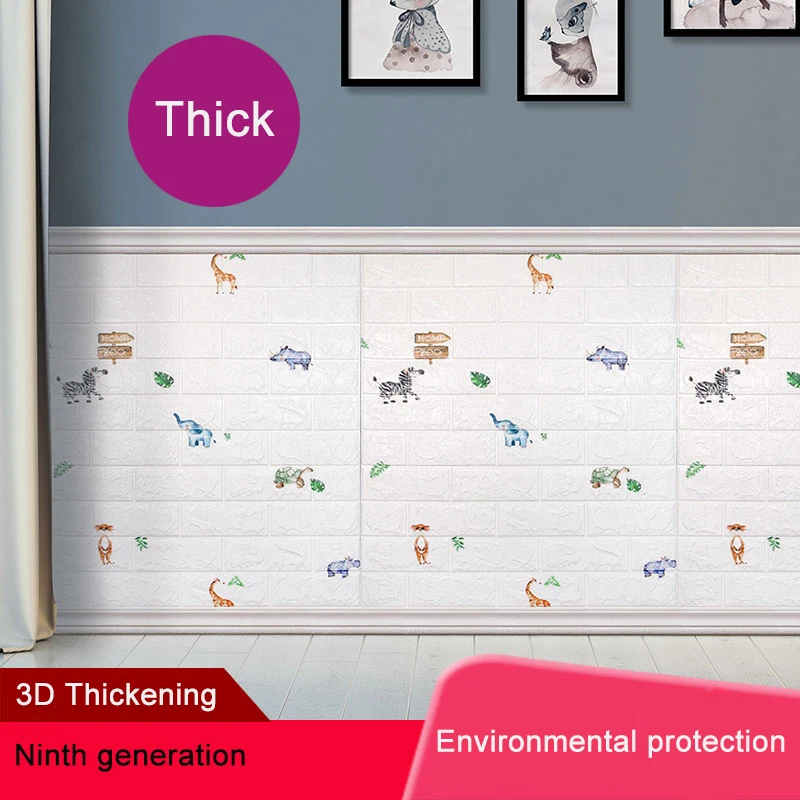 3D Brick Cartoon Animal Pattern Wallpaper Children's Room Wall Decor DIY Self-adhesive Waterproof PE Foam Wall Stickers 
3D Brick Cartoon Animal Pattern Wallpaper Children's Room Wall Decor DIY Self-adhesive Waterproof PE Foam Wall Stickers