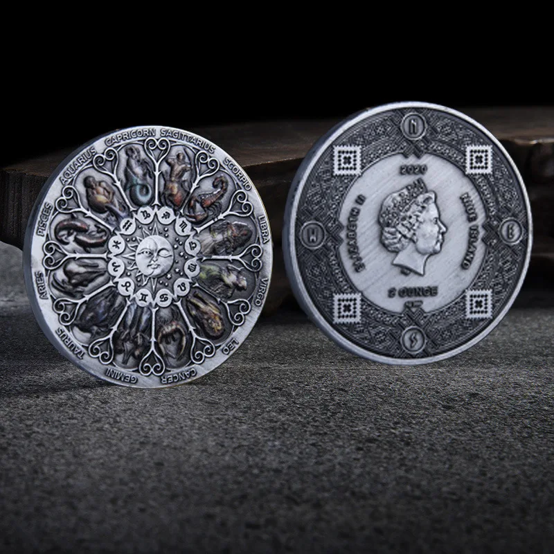 British Queen Elizabeth Head Twelve Constellations Lucky Coin Metal Commemorative Coins
British Queen Elizabeth Head Twelve Constellations Lucky Coin Metal Commemorative Coins