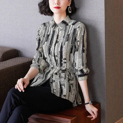 Spring new women's printed blouse small shirt waist belt lapel shirt long sleeve shirt temperament mother chiffon shirt
Spring new women's printed blouse small shirt waist belt lapel shirt long sleeve shirt temperament mother chiffon shirt
