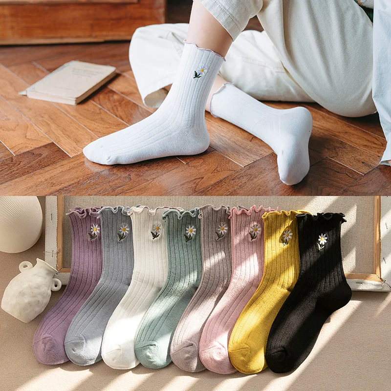 Korean Autumn Harajuku Candy Color Fungus Lace Cotton Woman Socks Japanese Kawaii Flower Embroidery Fresh Cute Designer Socks
Korean Autumn Harajuku Candy Color Fungus Lace Cotton Woman Socks Japanese Kawaii Flower Embroidery Fresh Cute Designer Socks