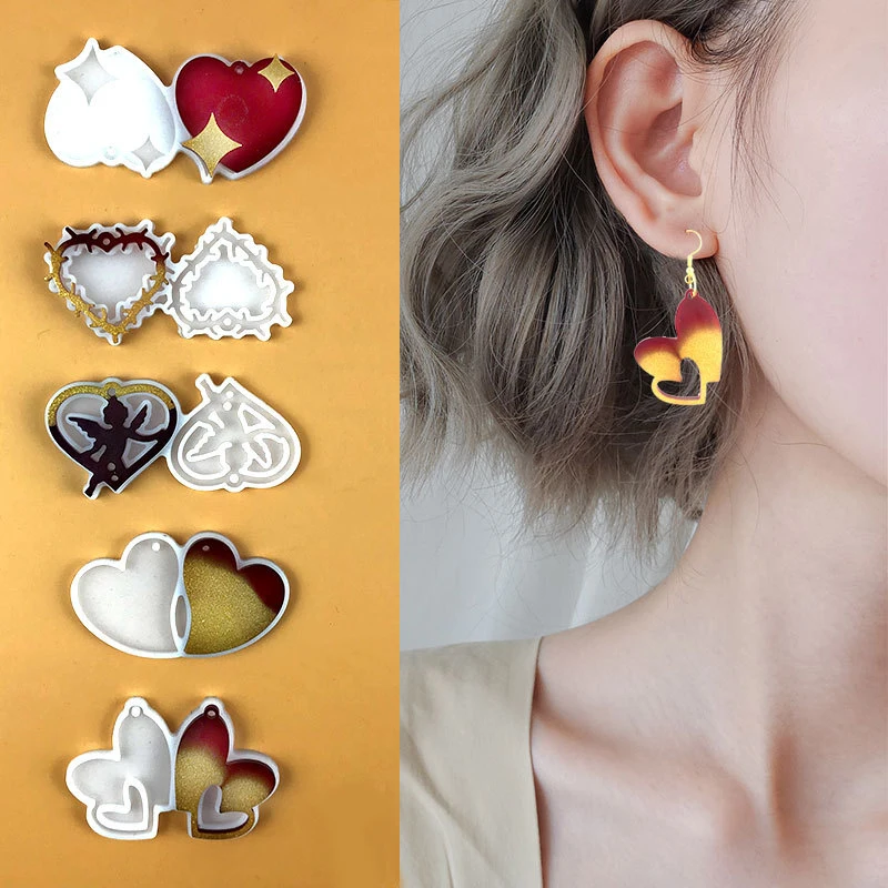 DIY Earrings Silicone Mold Necklace Earring Pendant Resin Molds Drop Dangle Resin Earring Mold Geometric Heart Pendant Mould 
DIY Earrings Silicone Mold Necklace Earring Pendant Resin Molds Drop Dangle Resin Earring Mold Geometric Heart Pendant Mould