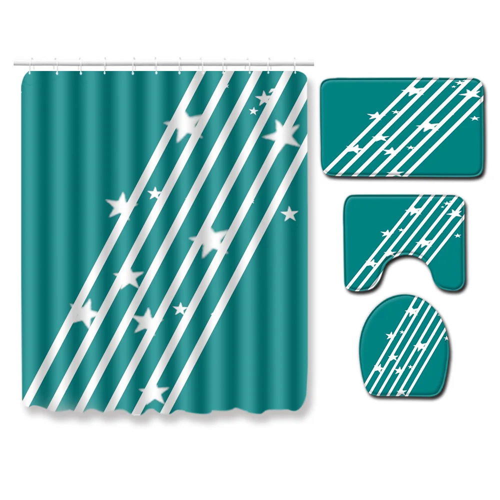 Striped Checkered Bathroom Shower Curtains Set Floor Mats Bathroom Toilet Cover Foot Pad Shower Curtain Four-piece Set
Striped Checkered Bathroom Shower Curtains Set Floor Mats Bathroom Toilet Cover Foot Pad Shower Curtain Four-piece Set