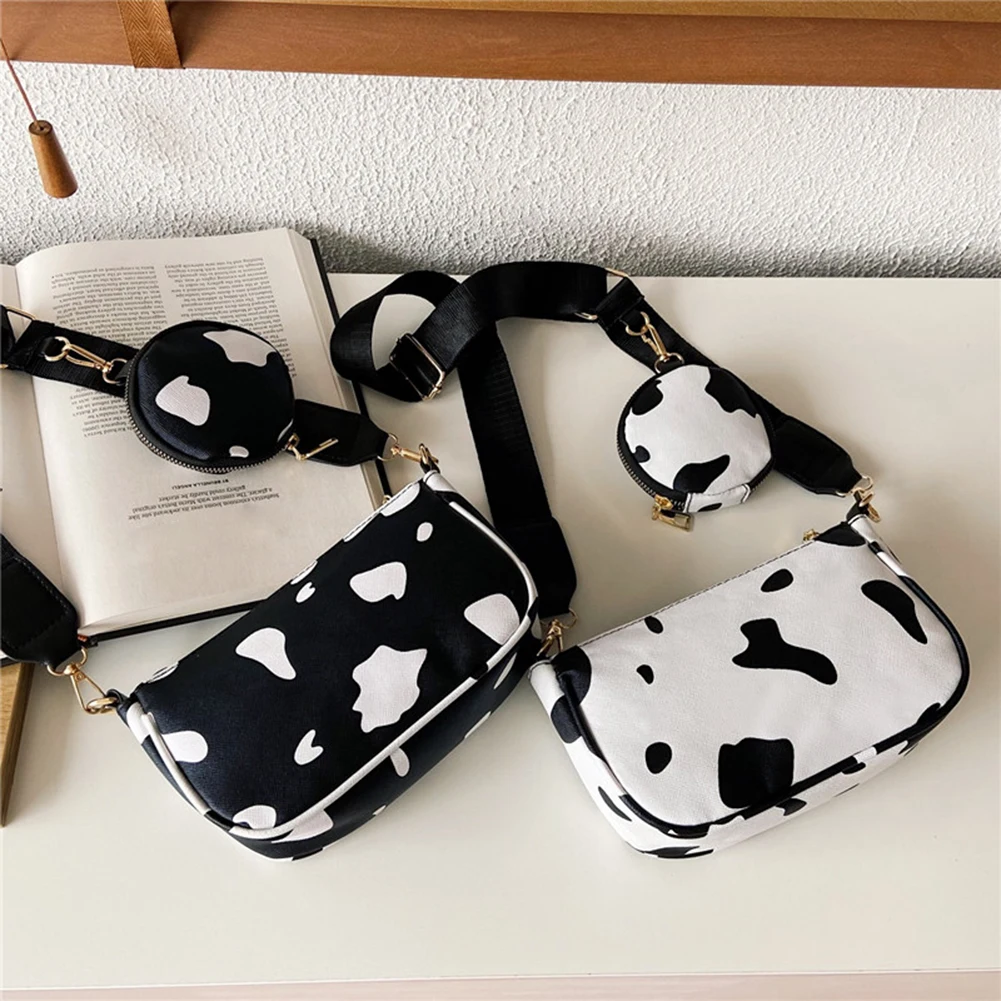 Fashion Women Cow Pattern Printing Canvas Shoulder Crossbody Messenger Bag Casual Female Small Round Purse 2pcs Composite Bags
Fashion Women Cow Pattern Printing Canvas Shoulder Crossbody Messenger Bag Casual Female Small Round Purse 2pcs Composite Bags