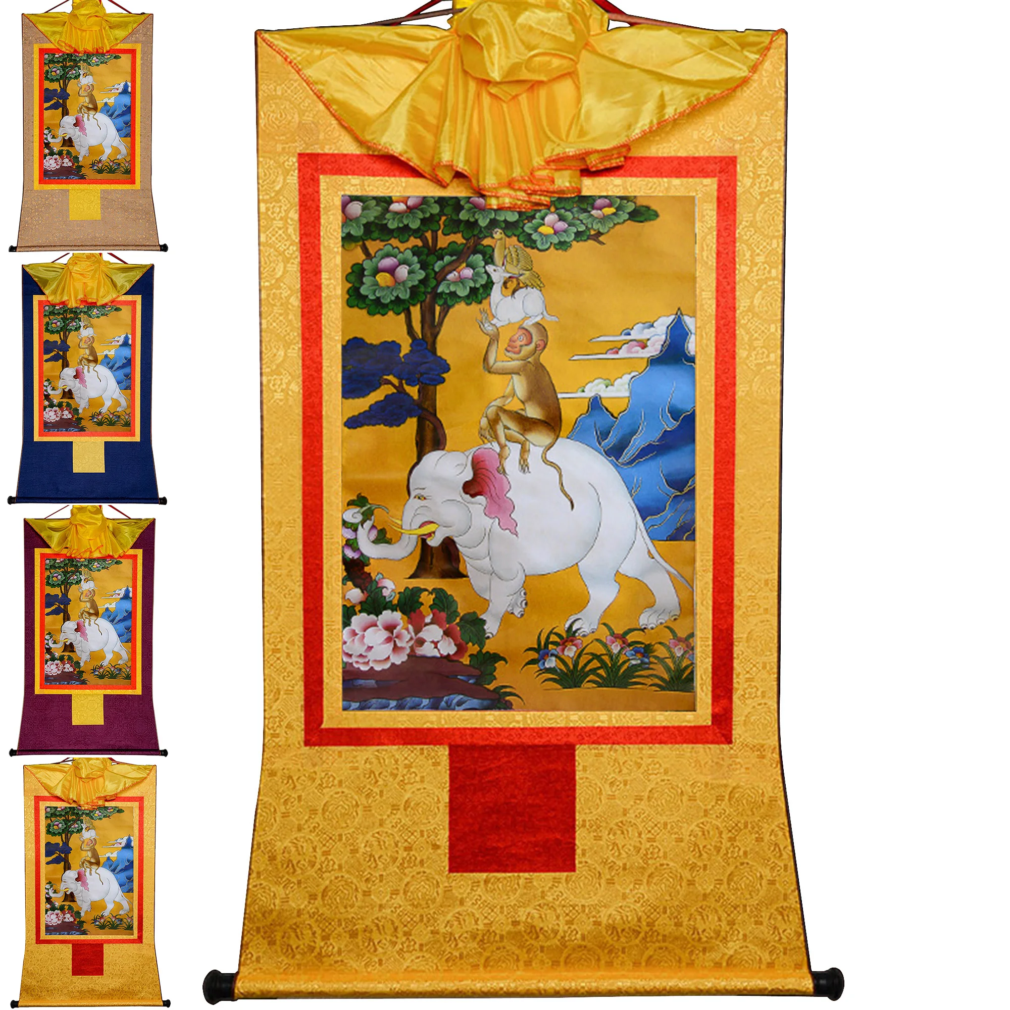 Gandhanra Tibetan Thangka Wall Hanging,Four Harmonious Animals(Elephant,Monkey,Hare,Bird),Tapestry for Zen Home Decor Meditation
Gandhanra Tibetan Thangka Wall Hanging,Four Harmonious Animals(Elephant,Monkey,Hare,Bird),Tapestry for Zen Home Decor Meditation