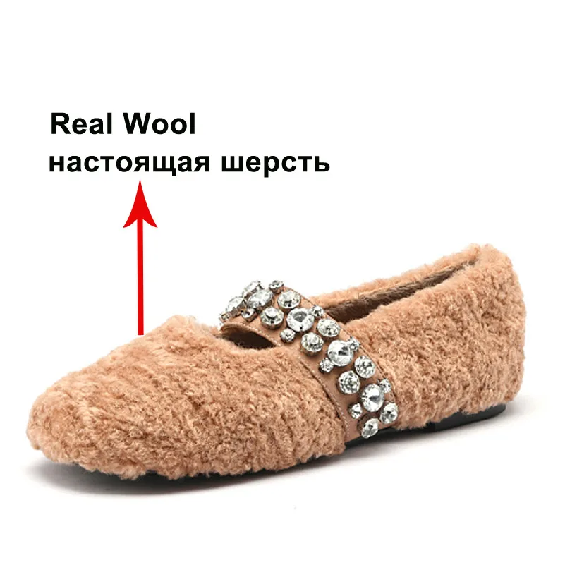 ANNYMOLI Real Wool Flat Shoes Women Shoes Casual Round Toe Shoes Fashion Crystal Ladies Footwear Winter Warm Beige Large Size 40
ANNYMOLI Real Wool Flat Shoes Women Shoes Casual Round Toe Shoes Fashion Crystal Ladies Footwear Winter Warm Beige Large Size 40