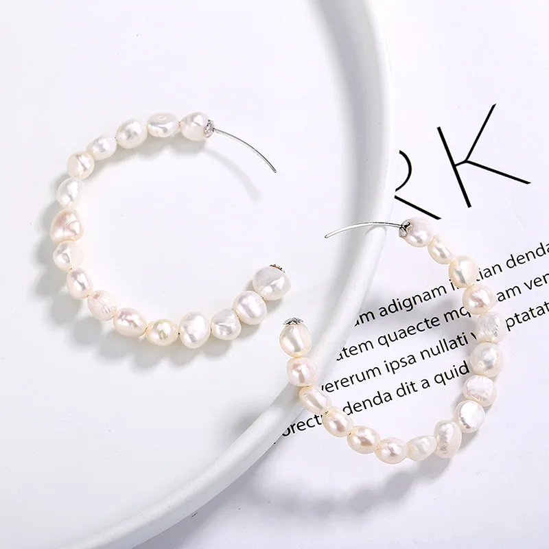 100% 925 sterling silver big circle earrings for women pendientes mujer natural freshwater baroque pearl earings fashion jewelry
100% 925 sterling silver big circle earrings for women pendientes mujer natural freshwater baroque pearl earings fashion jewelry