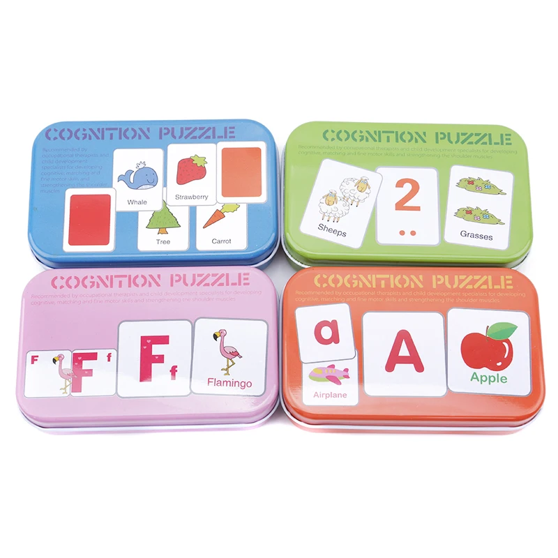 Toddler Iron Box Cards Baby Kids Cognition Puzzle Toys Matching Game Cognitive Pair Puzzle Card Tree/Fruit/Animal/Letter Set
Toddler Iron Box Cards Baby Kids Cognition Puzzle Toys Matching Game Cognitive Pair Puzzle Card Tree/Fruit/Animal/Letter Set