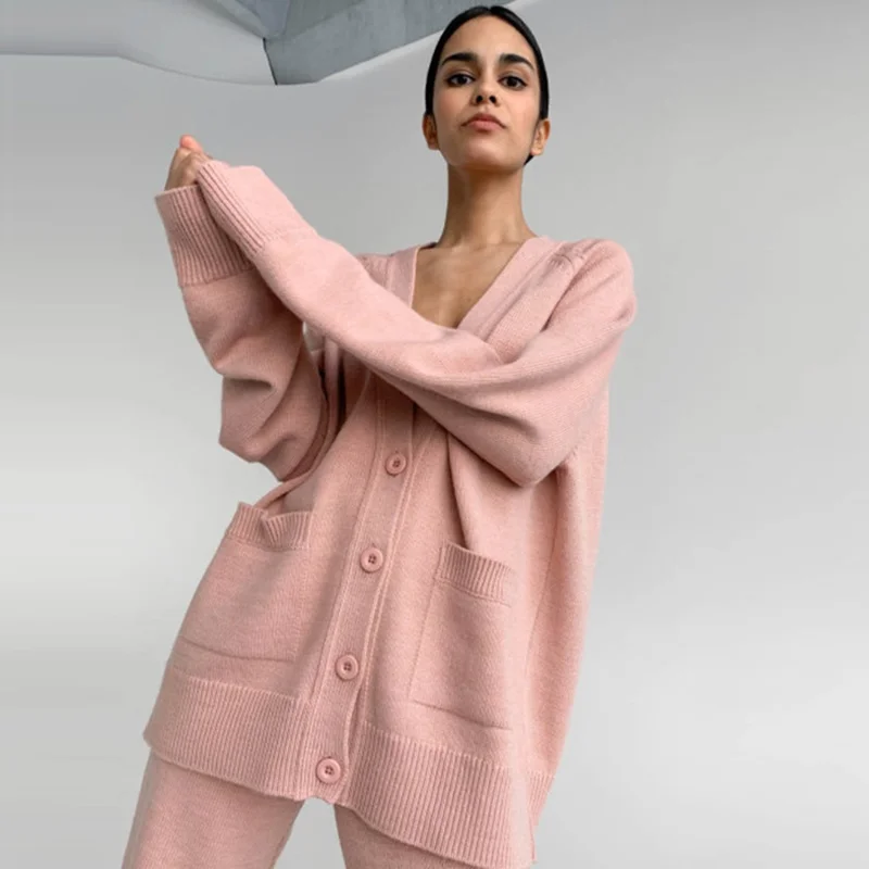 Autumn Winter Ladies Loose 2 Pieces Set Sexy V Nexk Pullover Sweater & Lace-up Skinny Pants Casual Women Knitted Sets
Autumn Winter Ladies Loose 2 Pieces Set Sexy V Nexk Pullover Sweater & Lace-up Skinny Pants Casual Women Knitted Sets