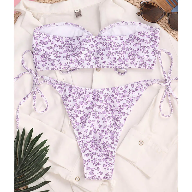 Maillot De Bain Bandeau Swimsuit Flowers Print Bikini Hollow Out Swimwear Two-piece Bikini Set Sexy Bandage Swimsuit Push Up
Maillot De Bain Bandeau Swimsuit Flowers Print Bikini Hollow Out Swimwear Two-piece Bikini Set Sexy Bandage Swimsuit Push Up