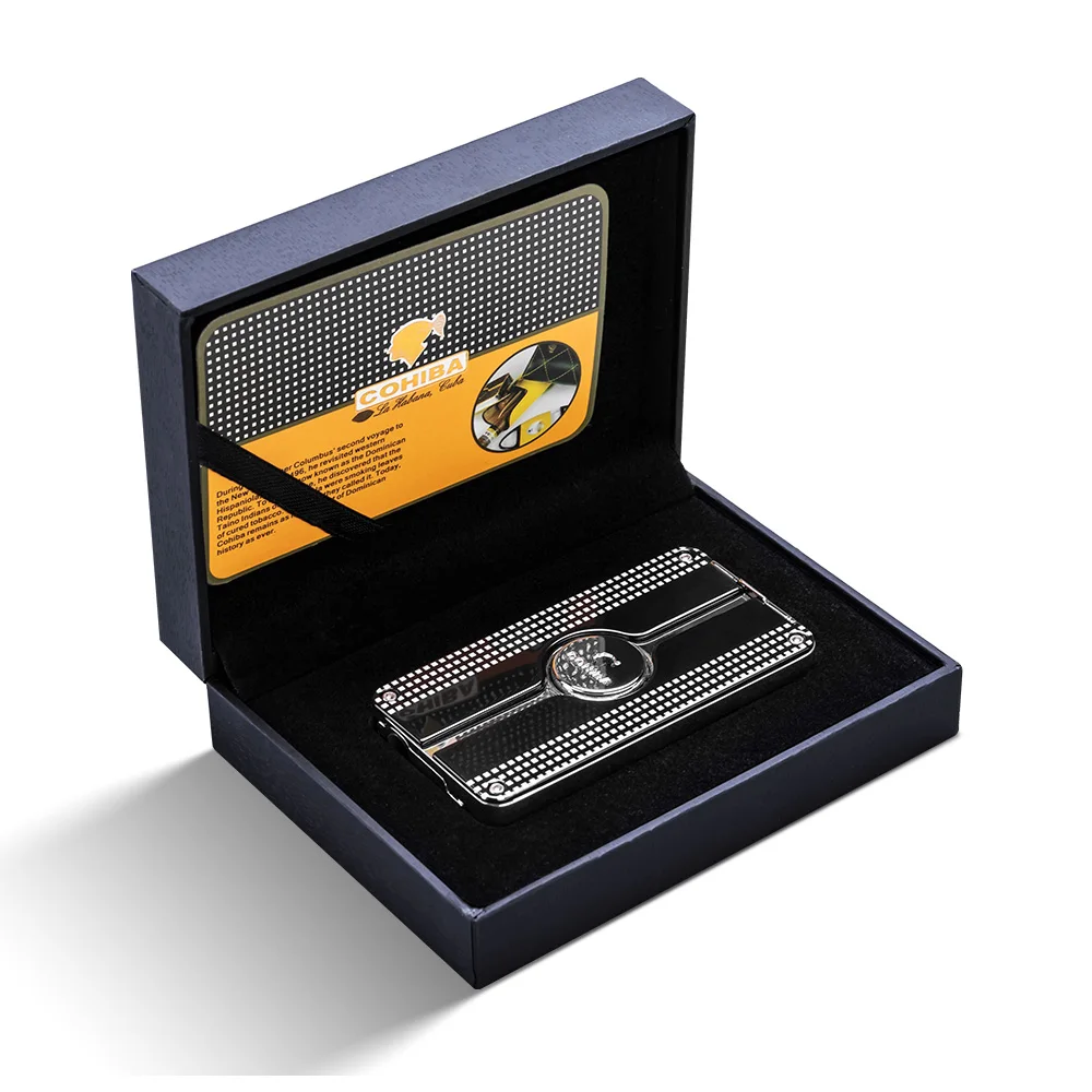 Ветрозащитная Зажигалка для сигар COHIBA с 3 струями пламени с металлическим дыроколом для сигар Роскошные зажигалки для сигар Бутановая газо...
Ветрозащитная Зажигалка для сигар COHIBA с 3 струями пламени с металлическим дыроколом для сигар Роскошные зажигалки для сигар Бутановая газо...