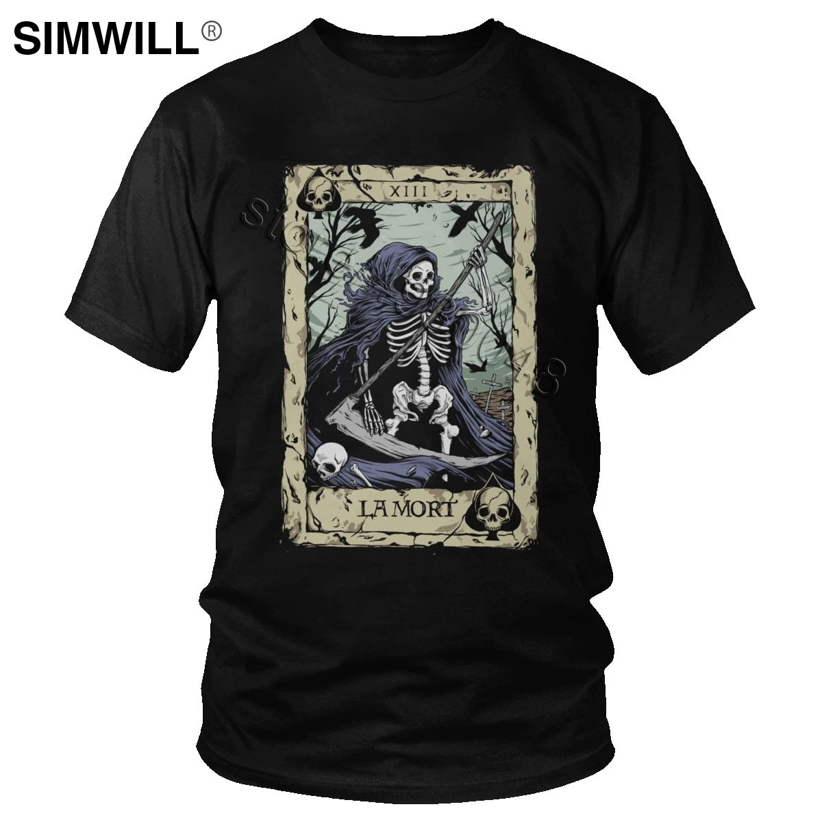 Vintage Death Card T-Shirt Gorgeous Design 100% Cotton Graphic T Shirt Men Short Sleeves Crew Neck Skull Poker Tee Gift 
Vintage Death Card T-Shirt Gorgeous Design 100% Cotton Graphic T Shirt Men Short Sleeves Crew Neck Skull Poker Tee Gift