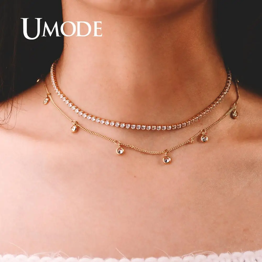 Теннисные ожерелья UMODE с радужным кубическим цирконием для женщин и девушек