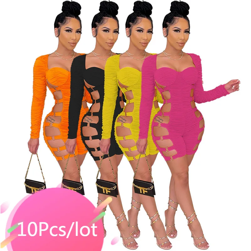Bulk Items Wholesale Fall Clothes for Women Solid Ruched Hollow Out Shorts Romper Sexy Long Sleeve Night Club One Piece Outfits
Bulk Items Wholesale Fall Clothes for Women Solid Ruched Hollow Out Shorts Romper Sexy Long Sleeve Night Club One Piece Outfits