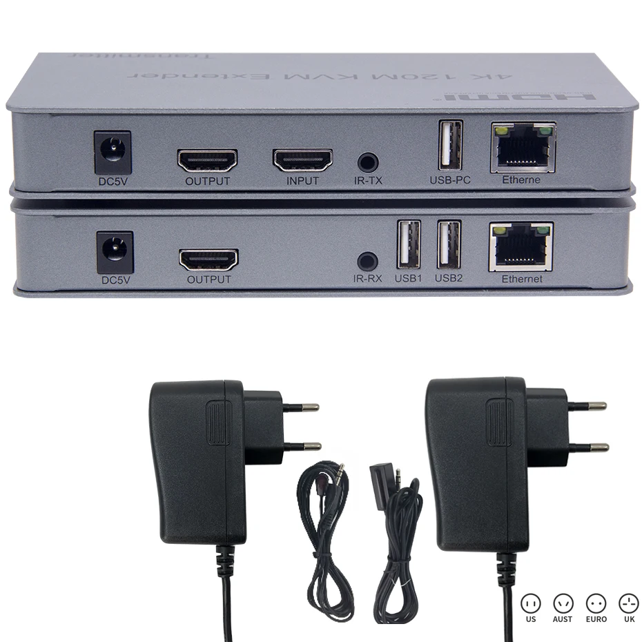4K 120 м HDMI KVM удлинитель по RJ45 Ethernet Cat5e Cat6 кабель конвертер TX RX Поддержка USB Мышь