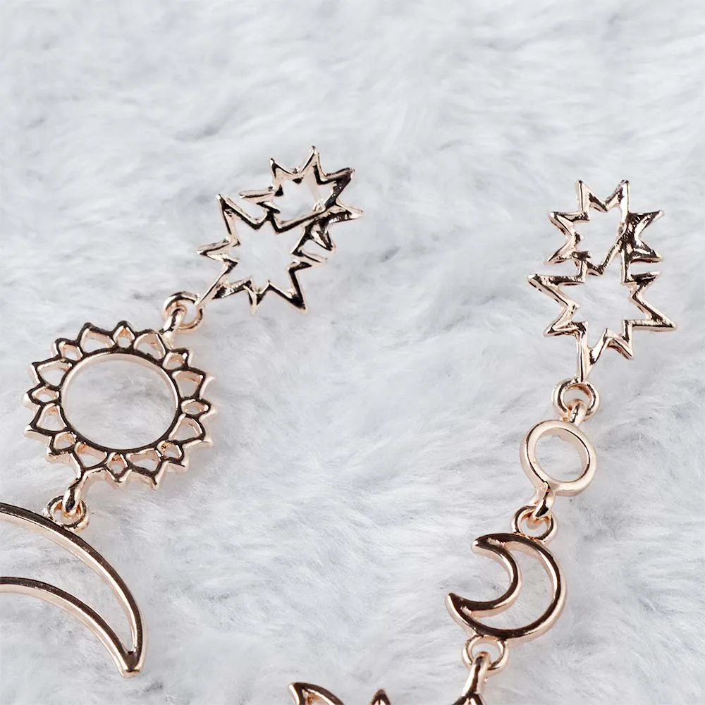 Fashion Retro Dangle Long Earrings Hollow Out Star Moon Sun Asymmetry Geometric Drop Charm Jewelry | Украшения и аксессуары