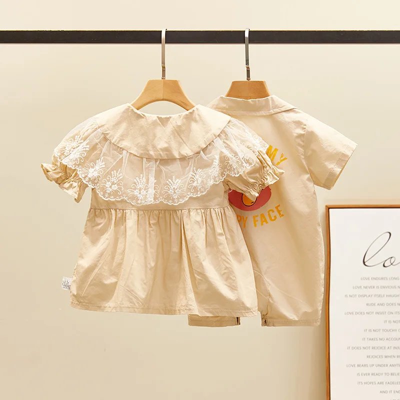 Baby Sister Brother Clothes Summer Fashion Boys Cartoon Romper Jumpsuits Infant Girls Lace Dress Children's Matching Clothing
Baby Sister Brother Clothes Summer Fashion Boys Cartoon Romper Jumpsuits Infant Girls Lace Dress Children's Matching Clothing