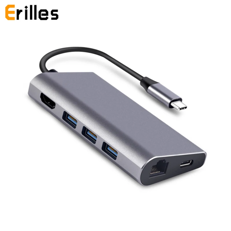 USBC 3 1 HDMI 4K 30 Гц 1000 м Gigabite Ethernet Rj45 концентратор USB 0 сплиттер Тип C PD Micro/SD карта для