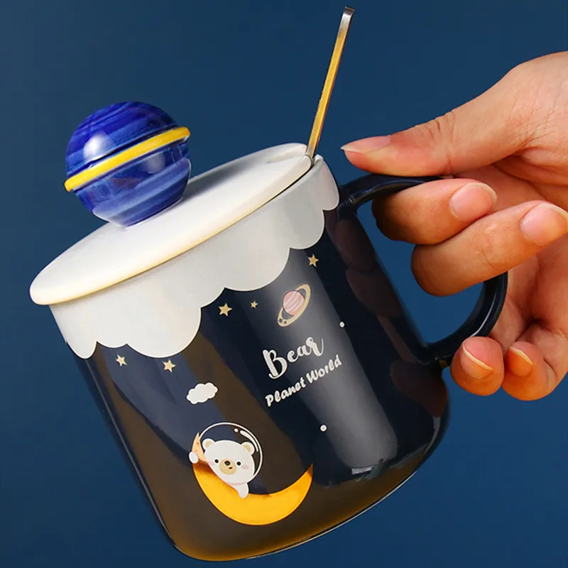 350ml Cartoon Planet Mug With Lid Spoon Lovely Male And Female Student Star Family Breakfast Ceramic Milk Coffee Cup
350ml Cartoon Planet Mug With Lid Spoon Lovely Male And Female Student Star Family Breakfast Ceramic Milk Coffee Cup