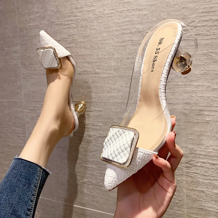 2021 New Sexy Pointed Square Buckle High Heels Women White And Black Sandals Transparent After Empty Net Red Women's Shoes
2021 New Sexy Pointed Square Buckle High Heels Women White And Black Sandals Transparent After Empty Net Red Women's Shoes