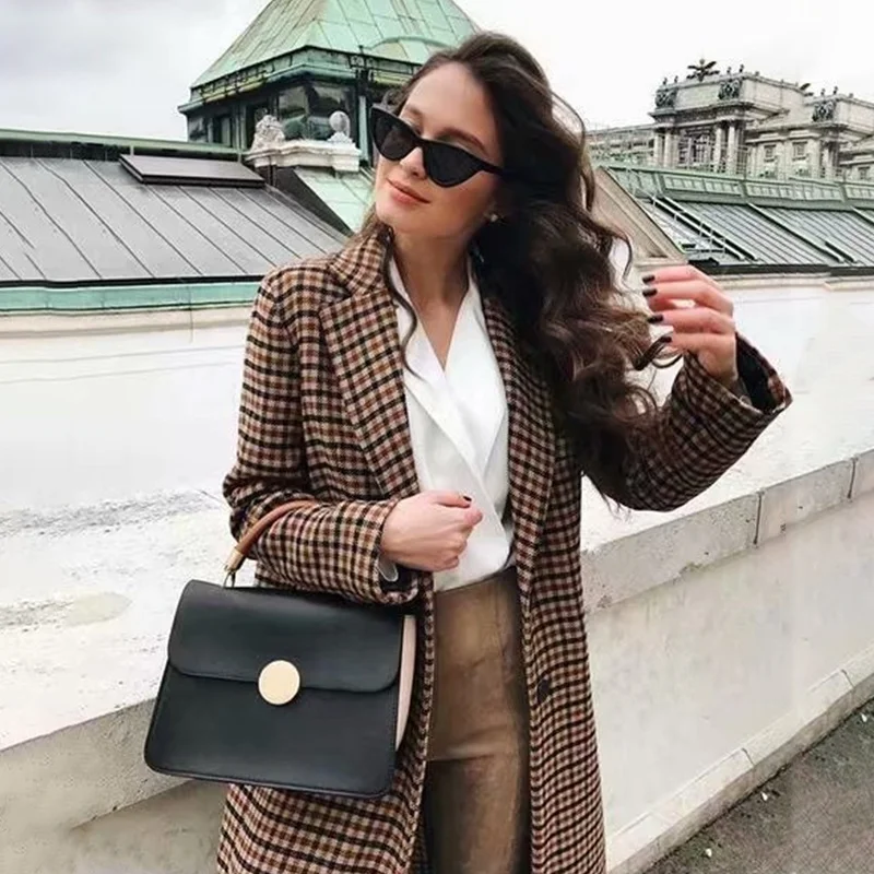 Femme Commuter Double Breasted Long Sleeve Coat Jacket Blazer Fashion Women Blazer Plaid Slim Cardigan Suit
Femme Commuter Double Breasted Long Sleeve Coat Jacket Blazer Fashion Women Blazer Plaid Slim Cardigan Suit
