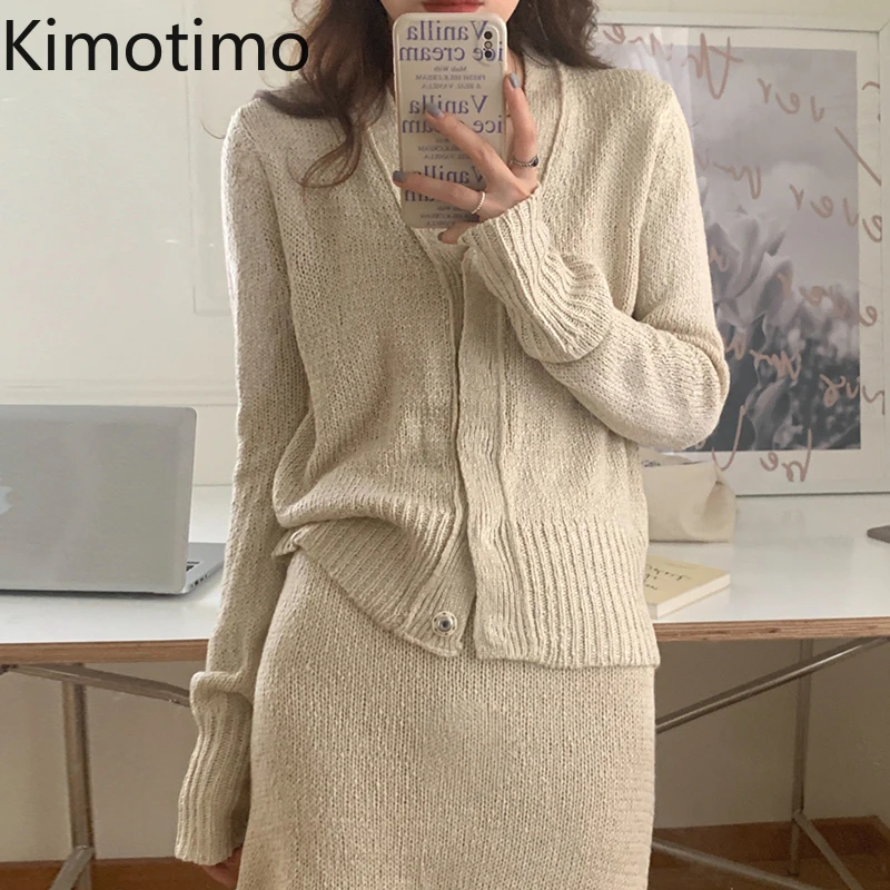 Kimotimo Women Two Piece Sets Korean Chic Autumn V-neck Loose Long Sleeve Sweater Cardigan + Solid High Waist A-Line Knit Skirt
Kimotimo Women Two Piece Sets Korean Chic Autumn V-neck Loose Long Sleeve Sweater Cardigan + Solid High Waist A-Line Knit Skirt