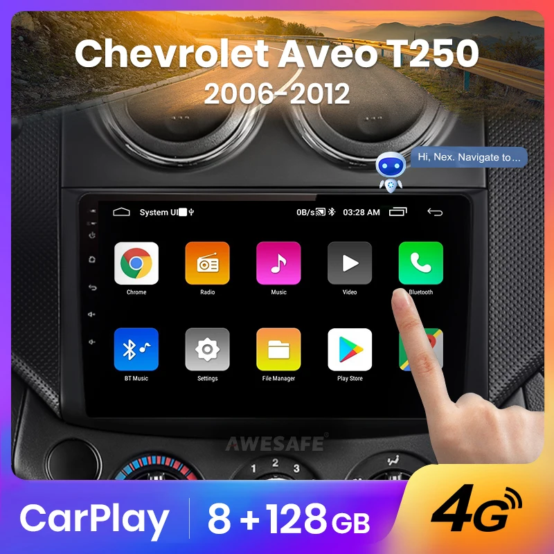 AWESAFE AI Voice для Chevrolet AVEO T250 2006 - 2012 автомобильное радио 2 din android авто мультимедиа GPS