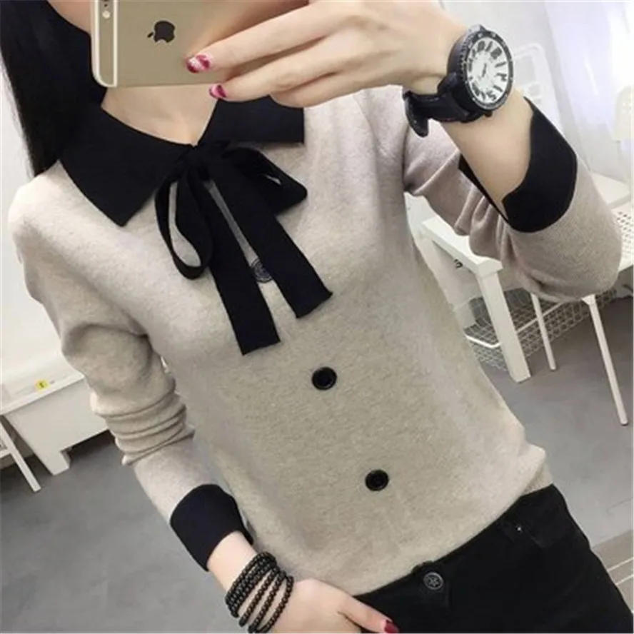 Women's Sweet Bow Lace Up Knitwear Pullover Long Sleeve Button Collar Girls Red Knitted Forextolux 2020 New Autumn
Women's Sweet Bow Lace Up Knitwear Pullover Long Sleeve Button Collar Girls Red Knitted Forextolux 2020 New Autumn