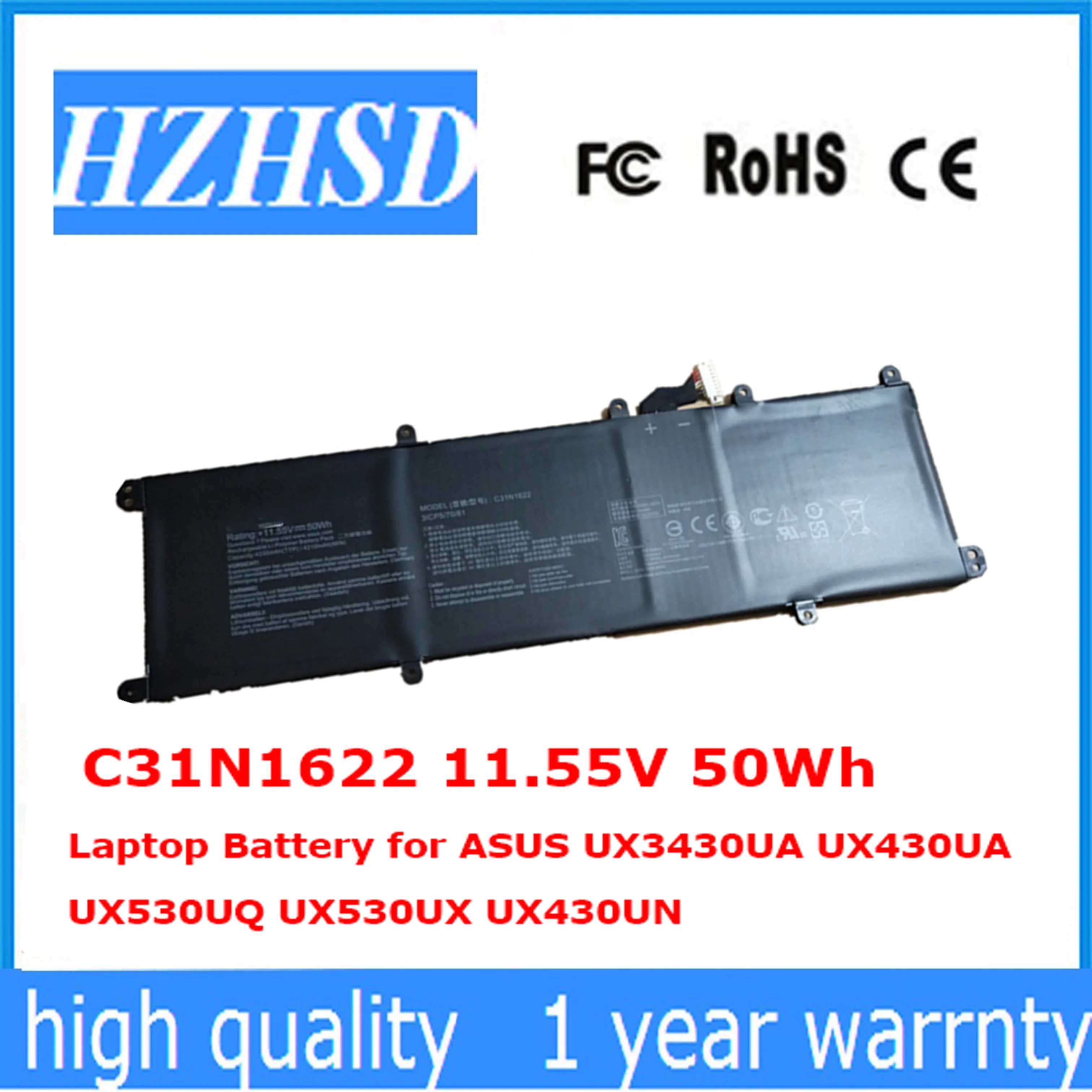 C31N1622 11.55V 50Wh Laptop Battery for ASUS UX3430UA UX430UA UX530UQ UX530UX UX430UN
C31N1622 11.55V 50Wh Laptop Battery for ASUS UX3430UA UX430UA UX530UQ UX530UX UX430UN