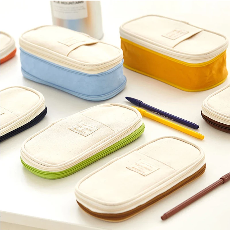 Korea Macaron Color Pencil Case Canvas Stretch Double Layer Large Capacity Pencil Box Cute Pen Bags Kids School Stationery
Korea Macaron Color Pencil Case Canvas Stretch Double Layer Large Capacity Pencil Box Cute Pen Bags Kids School Stationery
