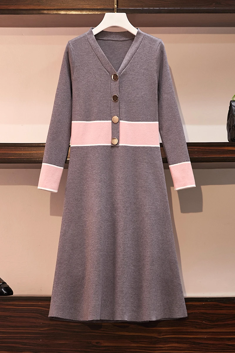 Large Women's Fat Mm Autumn And Winter Westernized V-neck Color Block A-line Knitted Dress Fat Younger Sister's Age Reduced Wool
Large Women's Fat Mm Autumn And Winter Westernized V-neck Color Block A-line Knitted Dress Fat Younger Sister's Age Reduced Wool