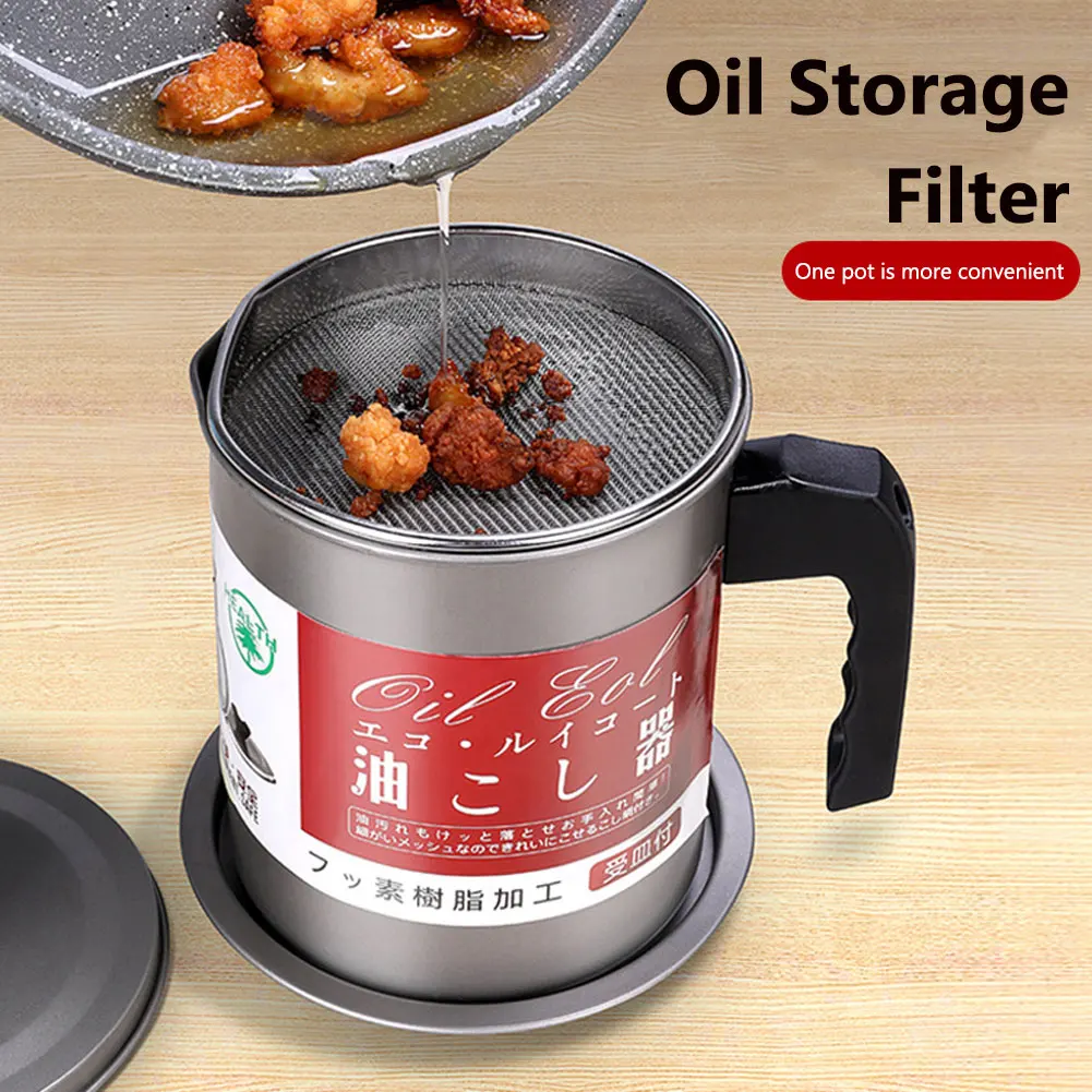 1.4L/ 1.7L Stainless Steel Lard Tank Oil Filter Pot Large Capacity Filter Oil Separator Storage Tank Kitchen Tools Oil Kettle
1.4L/ 1.7L Stainless Steel Lard Tank Oil Filter Pot Large Capacity Filter Oil Separator Storage Tank Kitchen Tools Oil Kettle