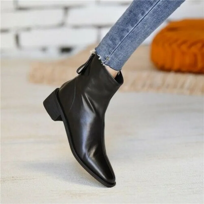 Women Ankle Boots Shoes Leather Heel Boots Round Toe Zipper Block Heels Boots Autumn Winter Chelsea Boots Fashion Leather Shoes 
Women Ankle Boots Shoes Leather Heel Boots Round Toe Zipper Block Heels Boots Autumn Winter Chelsea Boots Fashion Leather Shoes