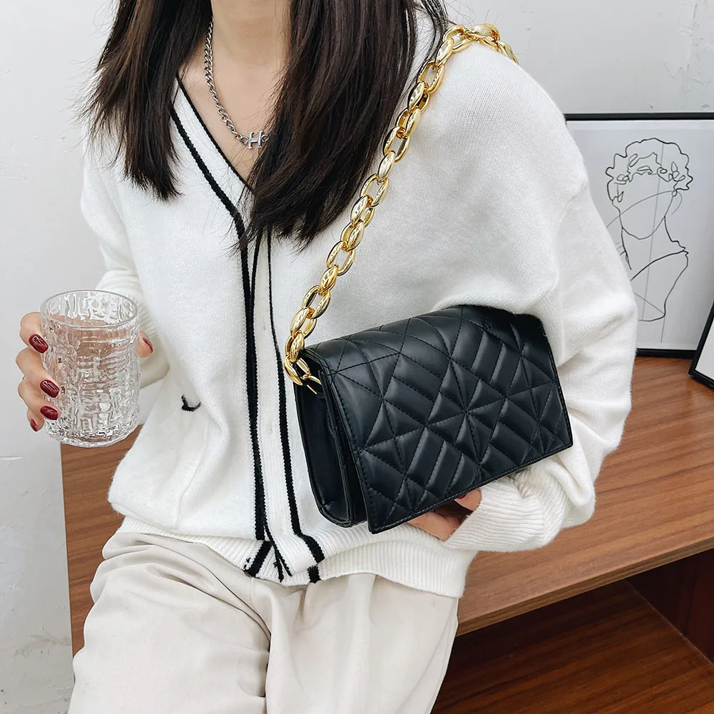Thick Chain Design New Small PU Leather Shoulder Underarm Bags Ladies Casual Thick Chain Small Flap Purse Lady Shoulder Handbags
Thick Chain Design New Small PU Leather Shoulder Underarm Bags Ladies Casual Thick Chain Small Flap Purse Lady Shoulder Handbags